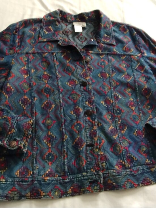 Coldwater Creek Jackets & Blazers - COLDWATER CREEK Medium Wash EMBROIDERED Denim JEAN Jacket Sz X-LARGE (XL)